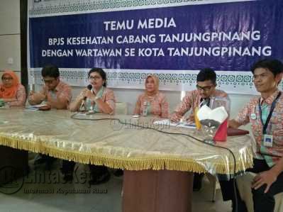 BPJS Kesehatan Tanjungpinang menggelar konferensi pers di Rumah Makan Sederhana.