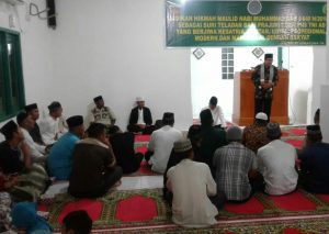 Suasana peringatan Maulid Nabi Muhammad SAW 1440 H di Masjid Al-Ikhlas Mako Kodim 0318/Natuna.