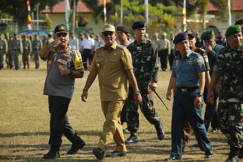 Pemkab TNI-Polri Gelar Apel Pengamanan Pemilu 2019.