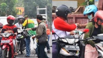 LPKSM dan Beberapa Media Bagikan Masker Kepengguna Jalan