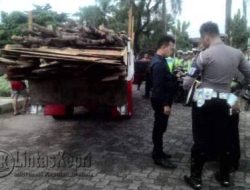 Truk Muatan Kayu Diduga Ilegal Terjaring Razia