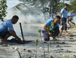 Jaga Kelestarian Lingkungan, Lanud RSA Natuna Tanam Mangrove