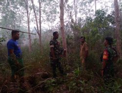 Babinsa Cemaga dan Binjai Pantau Lahan Rawan Kebakaran di Wilayah Binaannya
