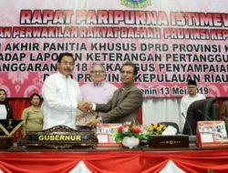 Rekomendasi DPRD Kepri Kepada Gubernur Di Paripurna LKPJ 2018