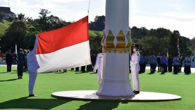 Perdana di Gedung Daerah, Pemkab Natuna Gelar Upacara HUT RI ke-75