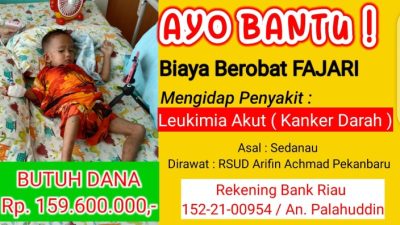 Marzuki Ajak Masyarakat Natuna Bantu Fajari, Bocil Pengidap Kanker Darah