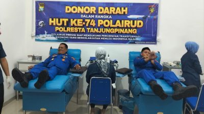 Sambut HUT Polairud Ke-74, Anggota Polairud Polresta Tanjungpinang Ikuti Donor Darah