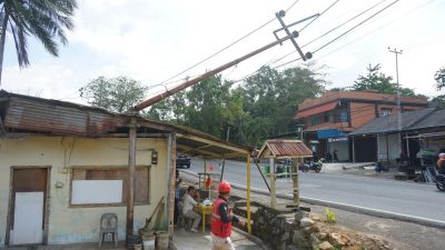 Tiang Listrik Patah di Simpang Kuantan Patah, Pengendara Motor jadi Korban