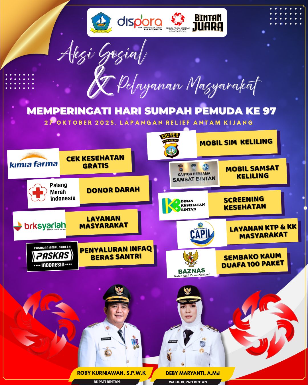 Pemerintah Kabupaten Bintan melalui Dinas Pemuda dan Olahraga (Dispora) akan menggelar berbagai event dalam rangka memperingati Hari Sumpah Pemuda (HSP) ke-97 tahun 2025 Dok : Kominfo Kabaupetn Bintan.