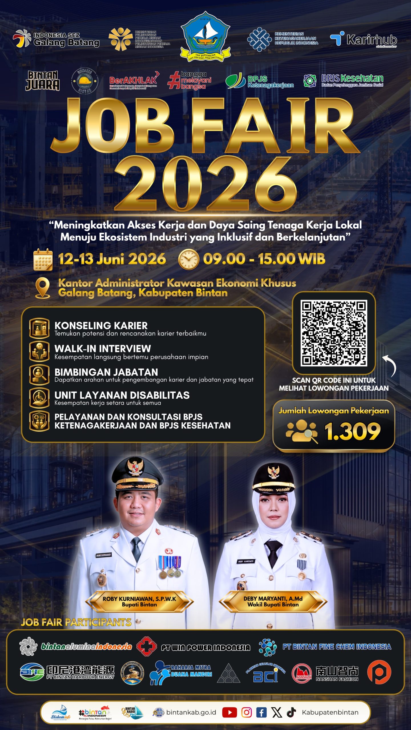 Tersedia 1.309 Lowongan Pekerjaan, Job Fair Bintan 2026 Siap Digelar. Dok : Kominfo Kabupaten Bintan