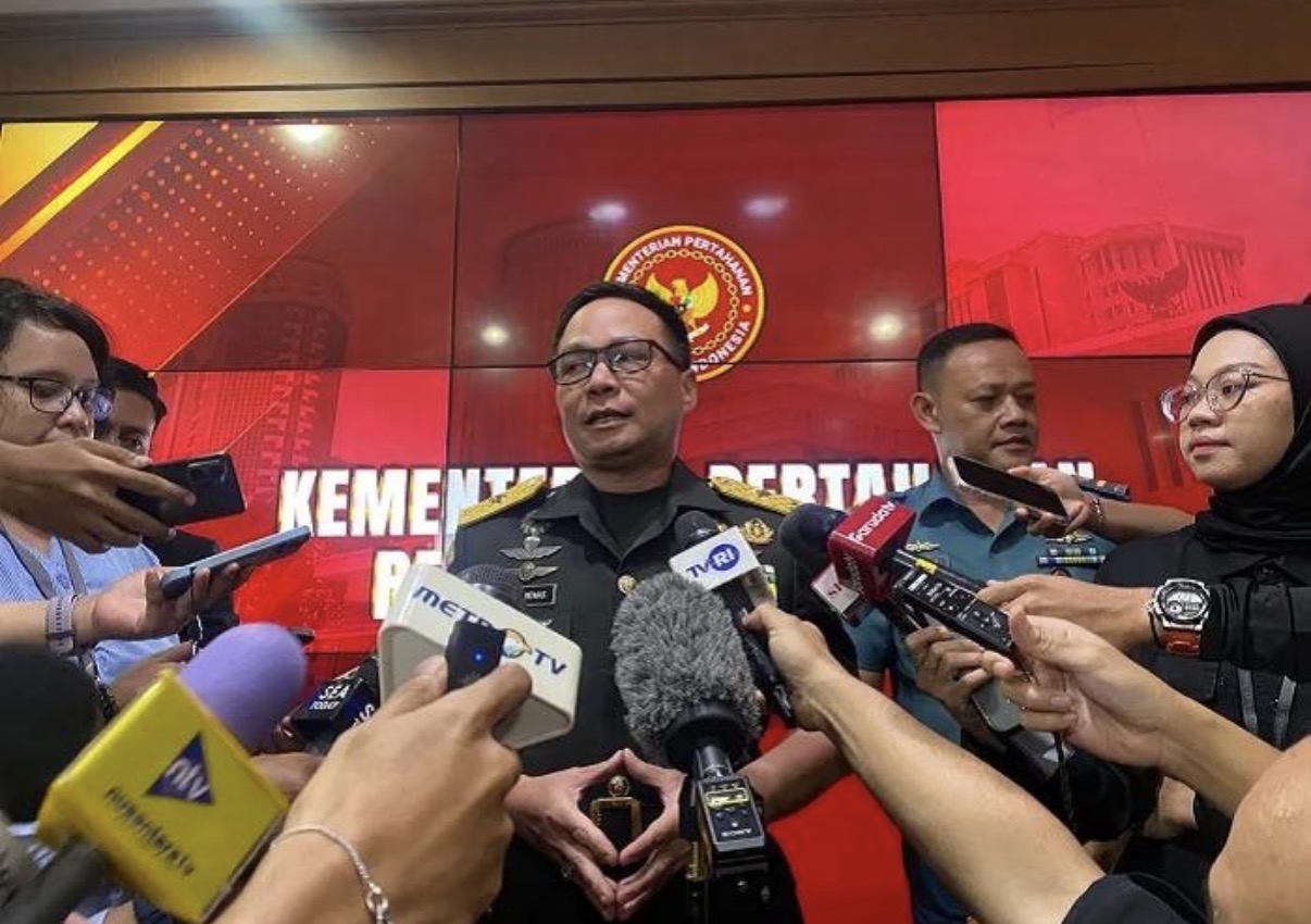 Konferensi pers Kementerian Pertahanan yang menjelaskan perkembangan kasus dan evaluasi pelaksanaan latihan dasar militer. Dok : Istimewa