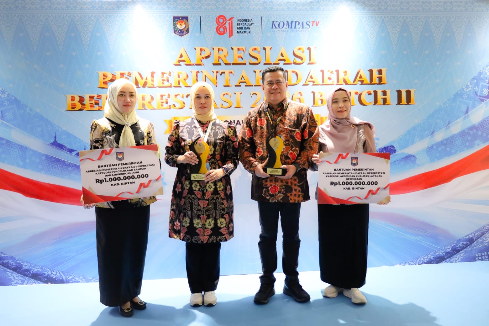 Ajang Pemerintah Daerah Berprestasi dari Kemendagri RI, Bintan Raih 2 Penghargaan Sekaligus. Dok : Kominfo Kabupaten Bintan