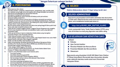 Pemkab Bintan Buka Seleksi Bakal Calon Komisaris dan Direktur BUMD PT. Bintan Karya Bahari (Perseroda). Dok : Kominfo Kabupaten Bintan