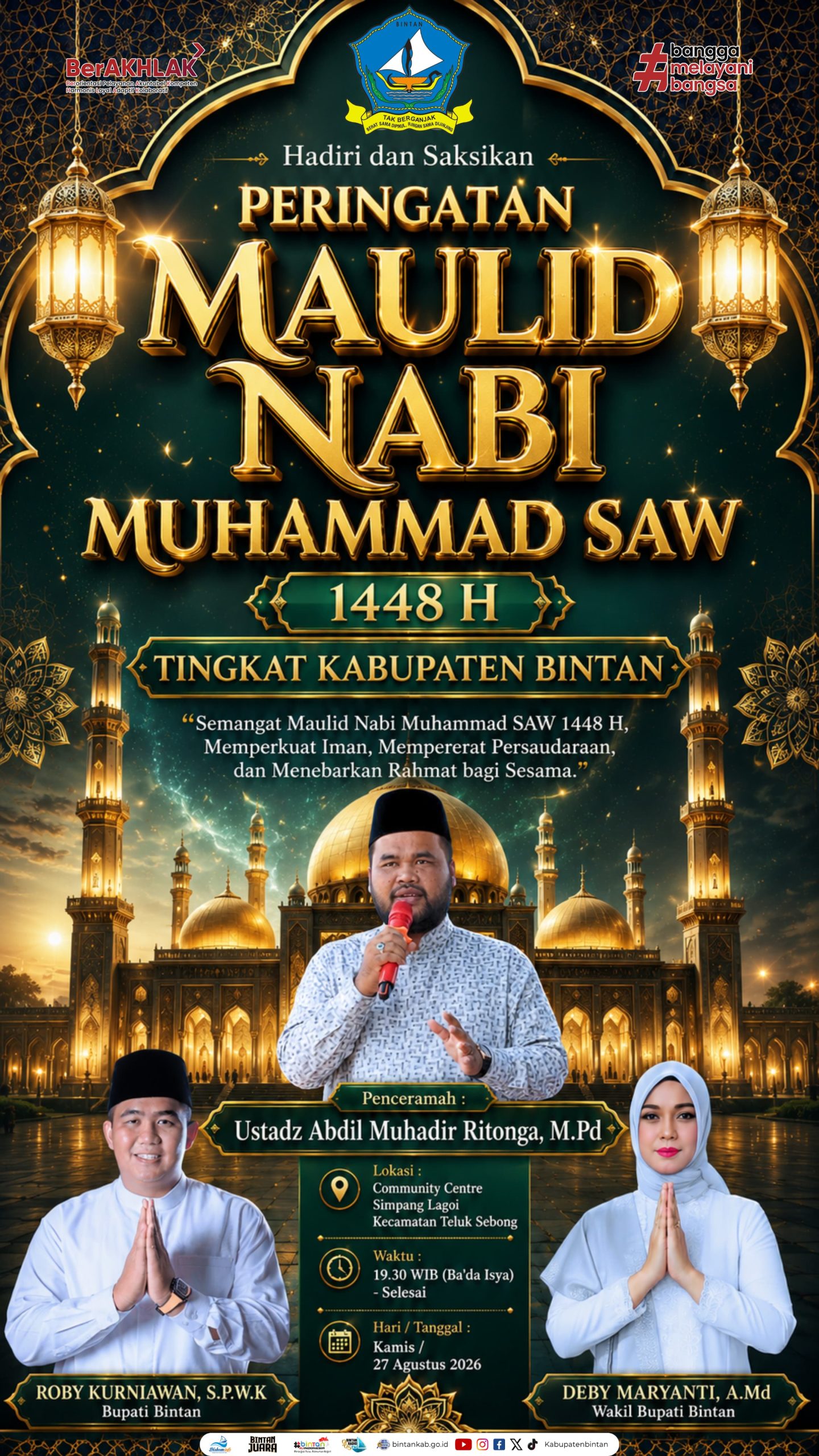 Pemkab Bintan Ajak Masyarakat Hadiri Peringatan Maulid Nabi 1448 H di Community Centre Teluk Sebong. Dok : Kominfo Kabupaten Bintan
