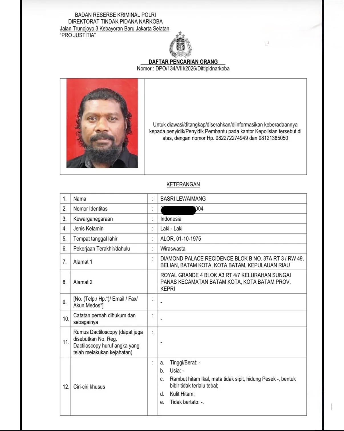 Bos THM Planet Batam Masuk DPO, Bareskrim Ungkap Dugaan Peredaran Puluhan Ribu Butir Ekstasi. Dok : Istimewa