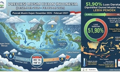BMKG Ungkap Prediksi Musim Hujan Kepri 2026/2027, Tanjungpinang Diprakirakan Capai Puncak pada Januari 2027. Dok : Istimewa