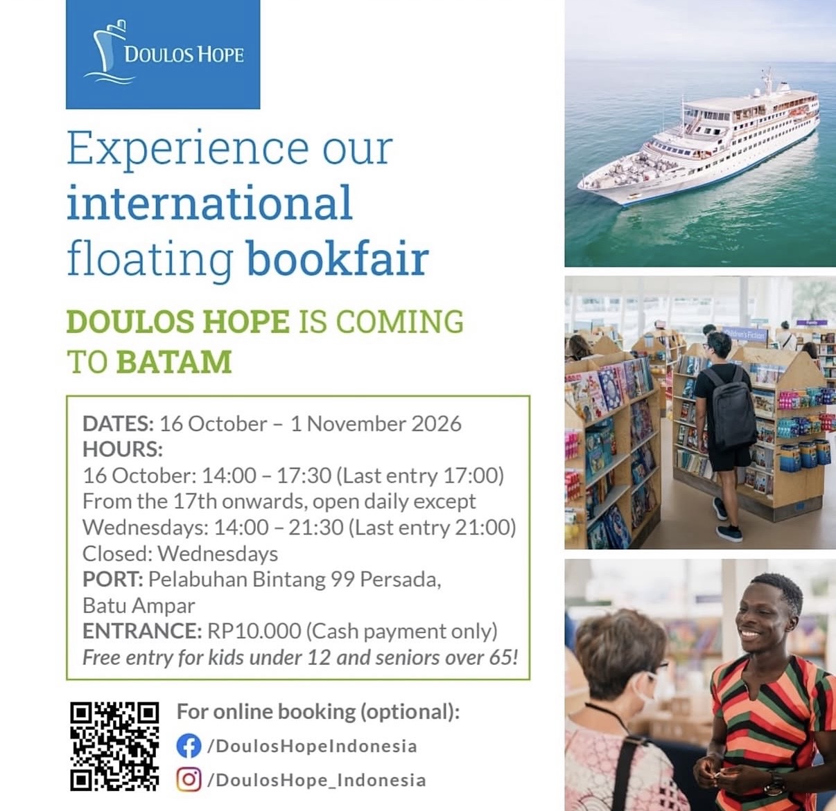 Kapal Buku Internasional Doulos Hope Segera Hadir di Batam. Dok : Istimewa