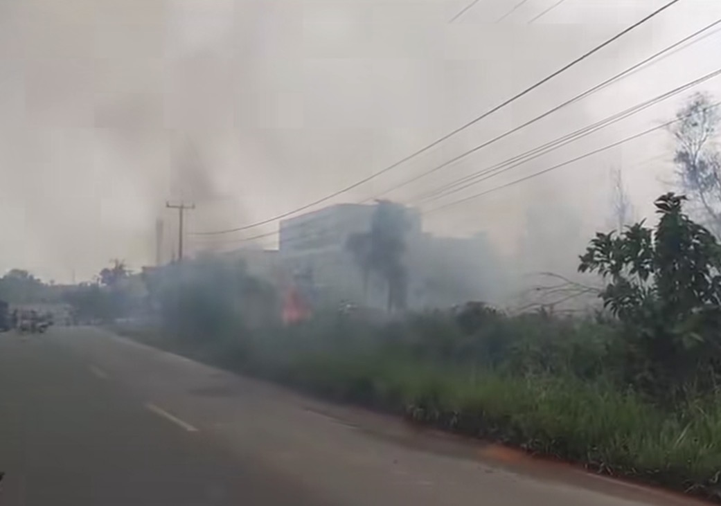 Kebakaran Lahan di Jaln Daeng Celak Tanjungpinang, Asap Tebal Selimuti Kawasan. Dok : Istimewa
