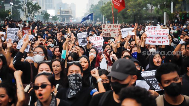 Demo #IndonesiaSadar di Bundaran HI Memanas, Mahasiswa Suarakan Lima Tuntutan. Dok : Istimewa