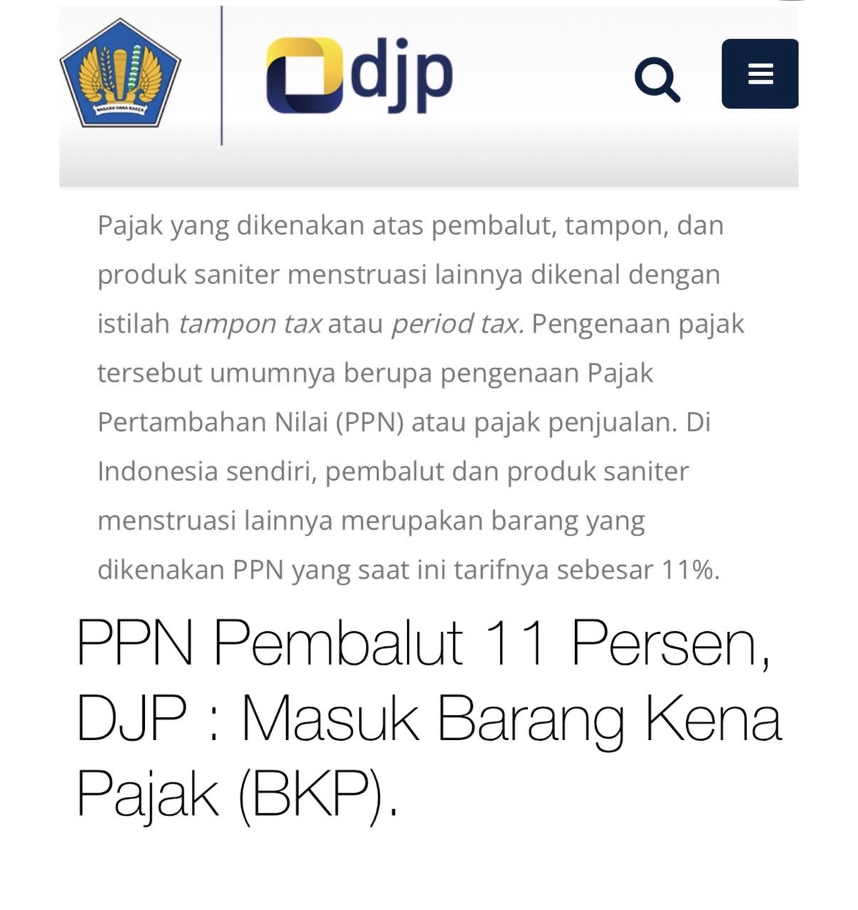 Pembalut Wanita Kena PPN, Kebutuhan Dasar Perempuan atau Objek Pajak. Dok : Istimewa